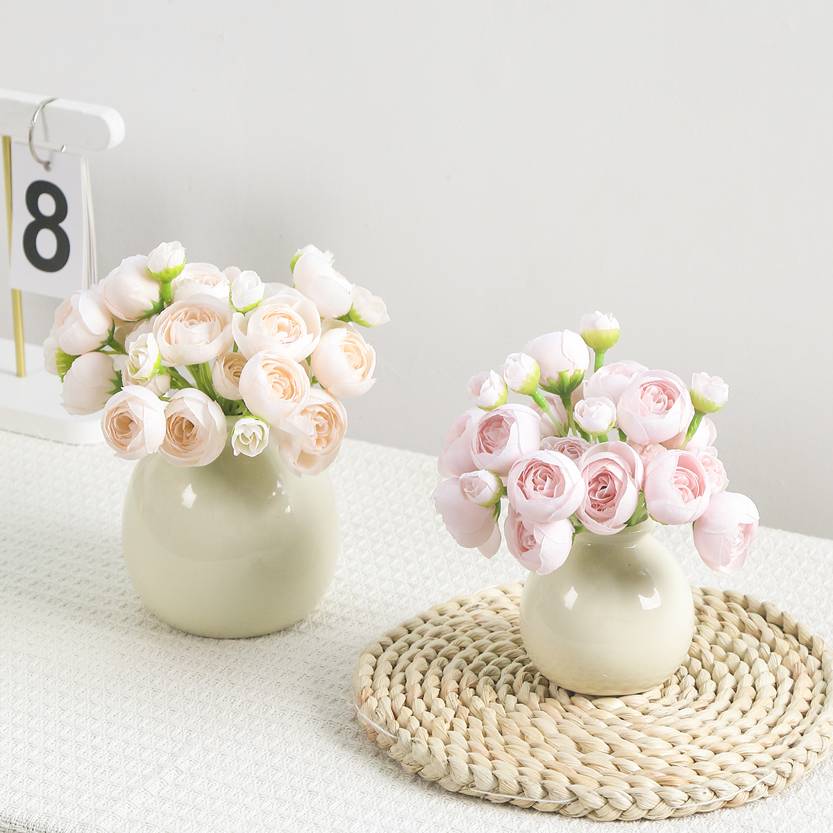 ins风奶油陶瓷花瓶迷你装饰摆件