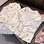 薄款 新款 可外穿 舒适套装 夏季 小众波点蝴蝶结印花休闲睡衣长袖 长裤