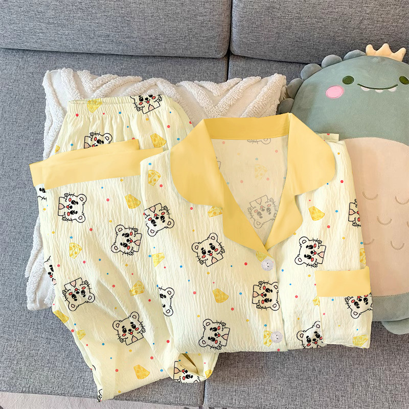 卡通印花波点卡通皱布仿棉亲肤舒适少女睡衣可外穿两件套家居服款,女士内衣/男士内衣/家居服,睡衣/家居服套装,淘宝优惠券,粉丝福利购,淘宝优惠卷