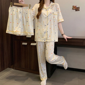 彩色波点春秋三件套薄款 睡衣女可外穿日系休闲家居服舒适套装 学生