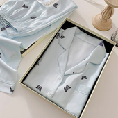 夏季 休闲日系睡衣可外穿家居服 蝴蝶印花满印薄款 凉感冰丝长袖 长裤