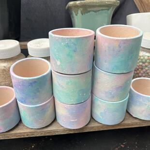 手工渐变色圆形花盆陶瓷多肉植物种植盆栽装饰