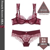 超薄微透女士内衣大码 少女系蝴蝶结文胸套装 蕾丝胸罩 秘密 法式