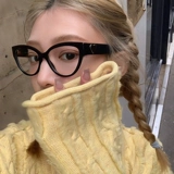 Retro Black Frame Cat Eye Love Flat Glasses Ract