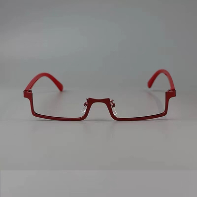 Lolita赛博朋克性感酒红镜框无镜片半框眼镜架cos装扮配饰禁欲系