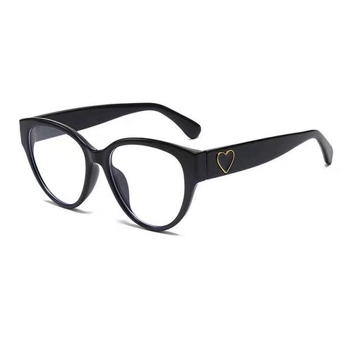 Retro Black Frame Cat Eye Love Flat Glasses Ract
