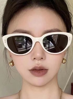 复古猫眼墨镜女高级感小脸黑色椭圆夏防晒太阳眼镜2023新款网红gm