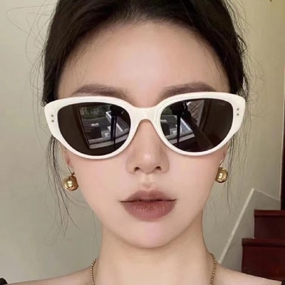 复古猫眼墨镜女高级感小脸黑色椭圆夏防晒太阳眼镜2023新款网红gm