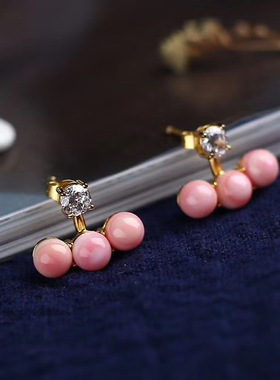 女皇贝耳坠萌物银镀金珠宝