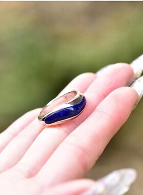 东海水晶女925温柔戒指青金石