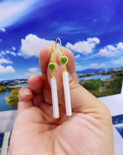 太太的珠宝珍珠贝耳环纯银厚金镶嵌碧玉心形白贝圆形耳坠时尚精致