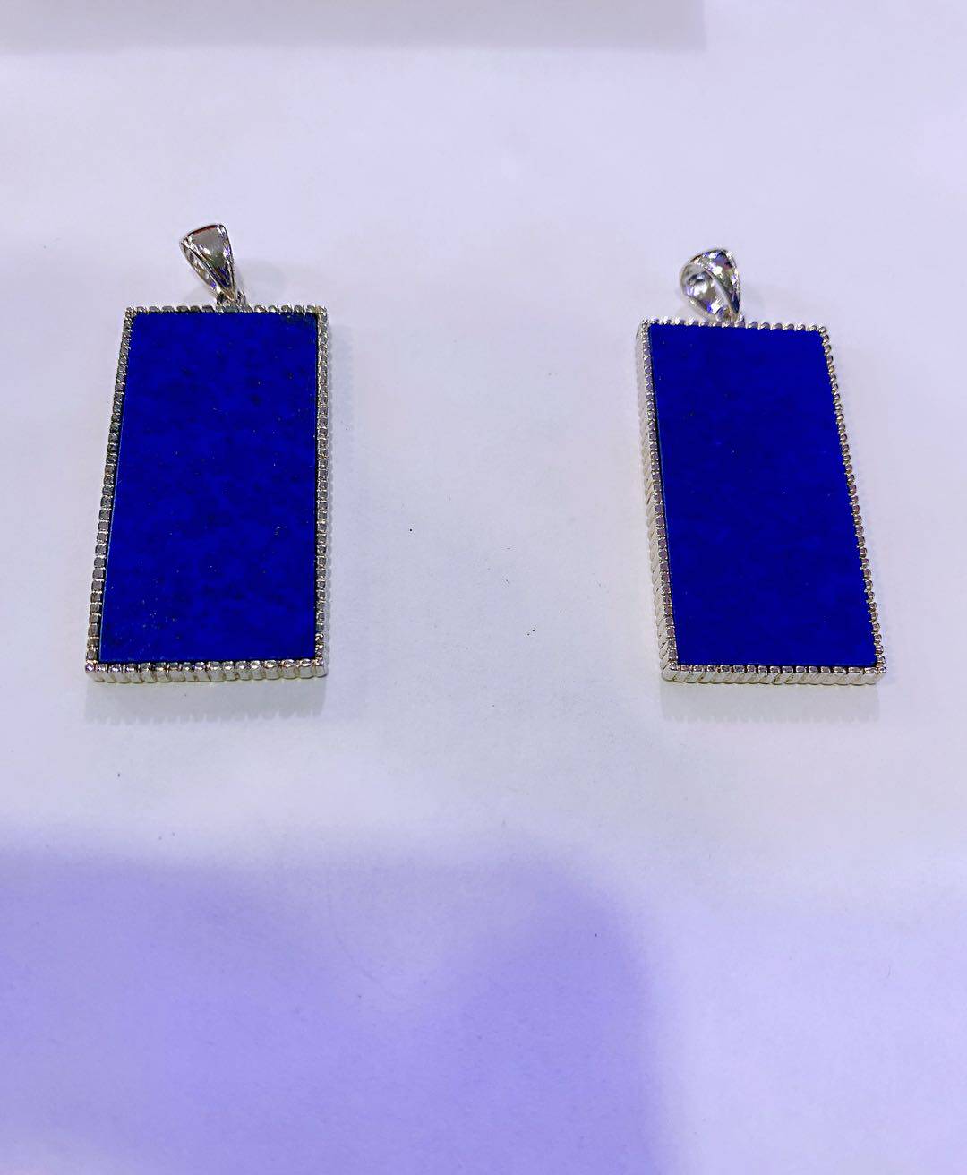 太太的珠宝  青金石吊坠S 925银镶嵌长方形 方排 无事牌 天然时尚