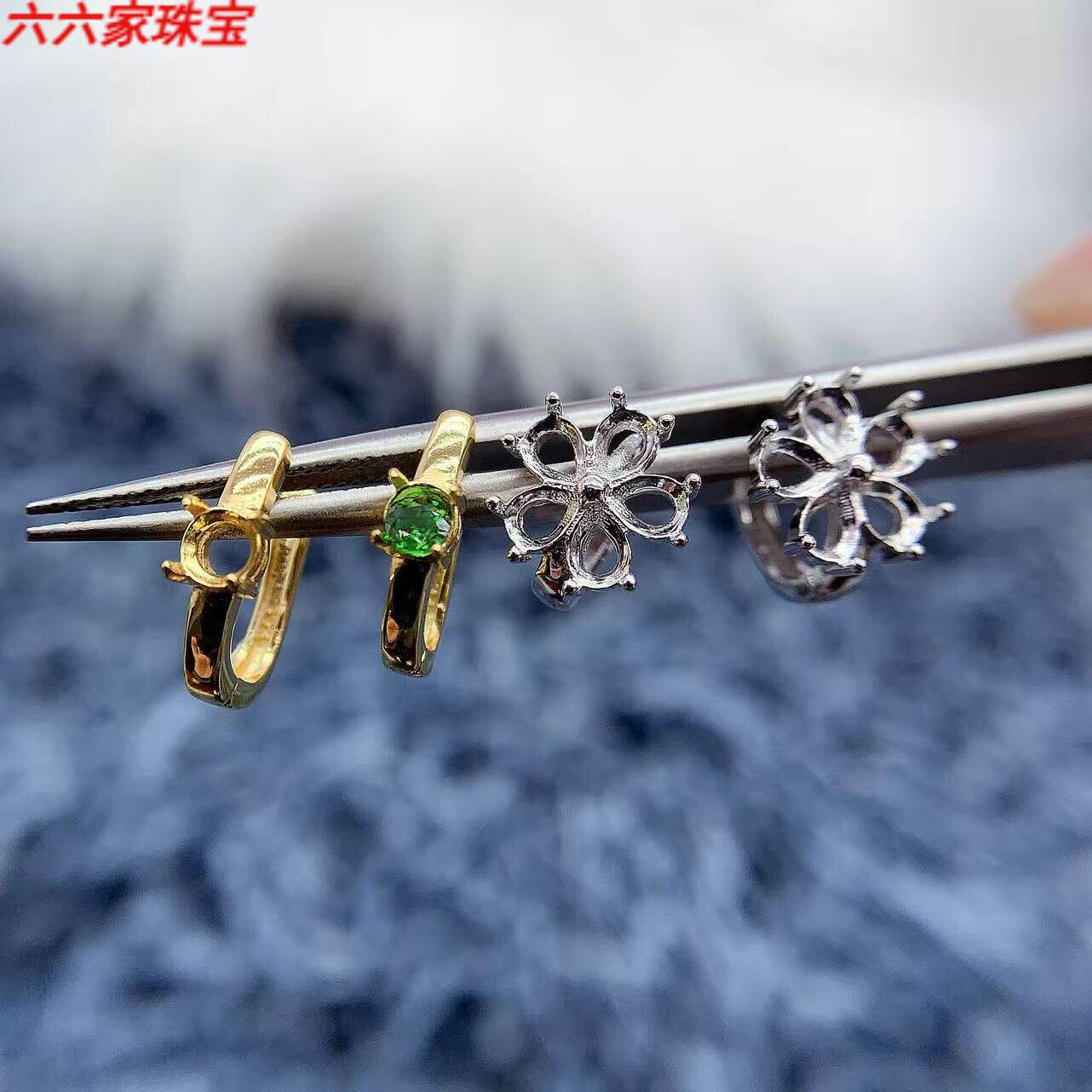 s925银托工厂耳扣空托款式多尺寸