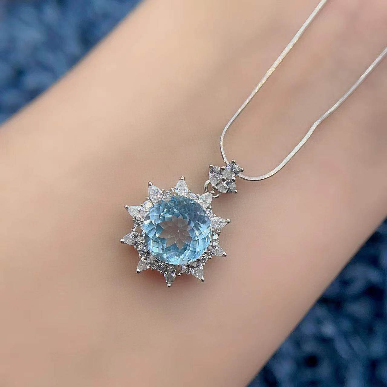 百搭吊坠空托圆形10*10mm翡翠蛋面水晶托帕石宝石底托s925银精工