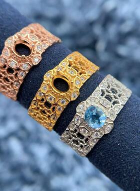 S925银戒指空托高级精致银饰品