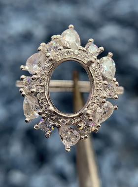 S925银托工厂戒指空托多款式8*10