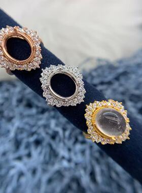 S925银戒指空托气质轻奢时尚百搭