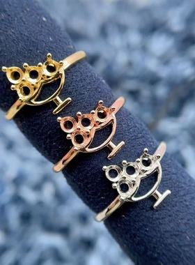 S925银托戒指空托开口精致小众