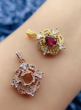 s925银镀金清新奢华吊坠空托