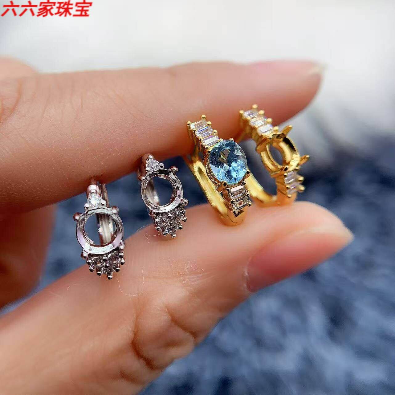s925银托工厂耳扣空托款式多尺寸