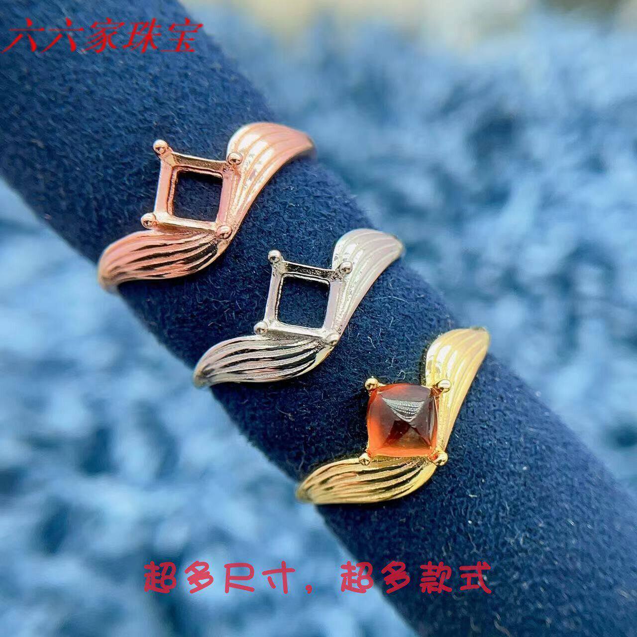 s925纯银戒指空托5*5mm时尚百搭
