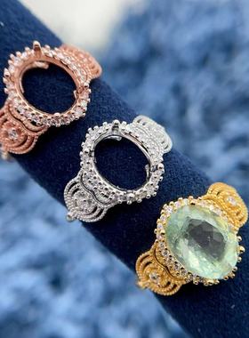 S925银托工厂戒指空托配件8*10mm