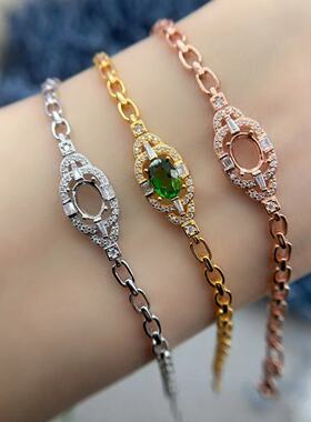 S925精工银托工厂手链空托5*7mm