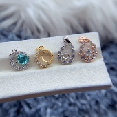 s925纯银吊坠空托圆形4 6mm精致豪华钻石闪亮轻奢风百搭饰品