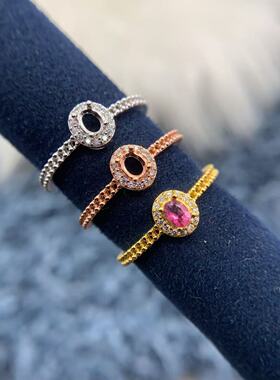 S925银戒指空托气质轻奢高级小众