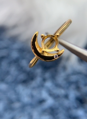 S925银戒指空托轻奢小众简单可爱