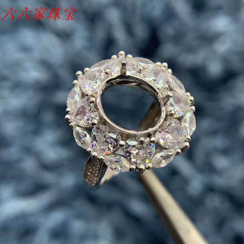 S925银托工厂戒指空托8*10mm
