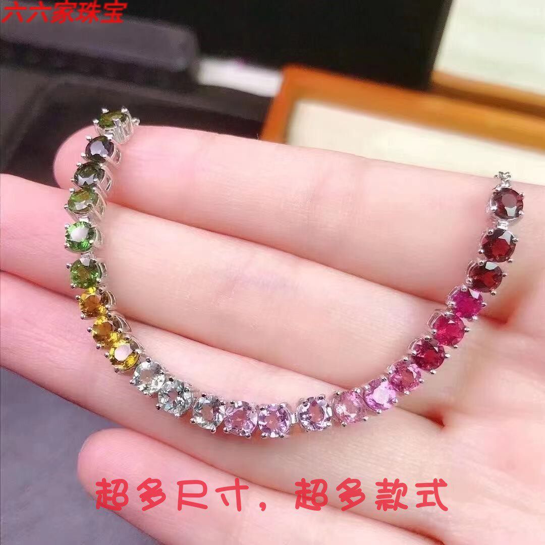 S925银彩钻手链空托圆形4*4mm