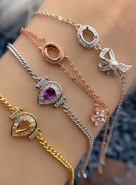 S925银手链空托精致气质高级时尚