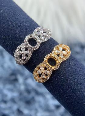 s925银戒指空托时尚气质轻奢华丽