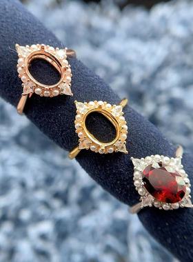 S925银戒指空托精致时尚闪亮百搭