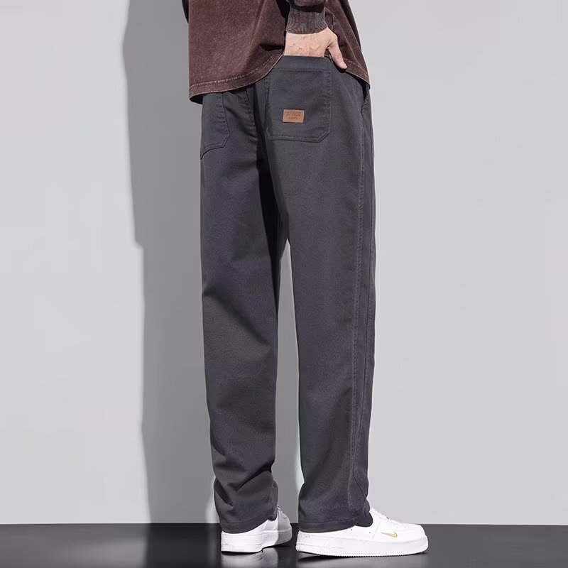 时尚春秋季新款直筒阔腿休闲裤男士美式复古宽松工装长裤子男款