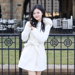 风花月 金标系列 100%精纺羊毛冬日恋歌白大衣