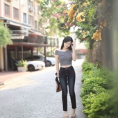 美腿心愿 高光牛仔裤 风花月 夏季