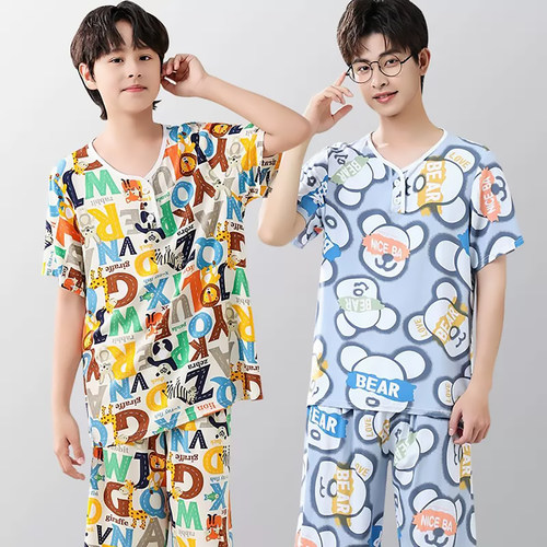 睡衣青少年男初中学生棉绸