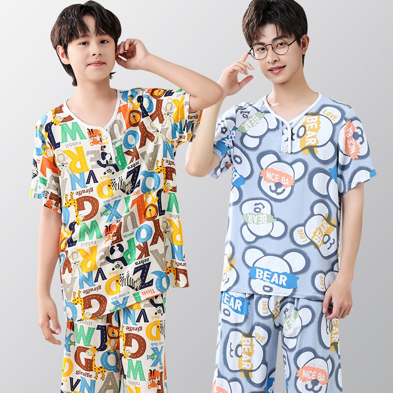睡衣青少年男初中学生棉绸