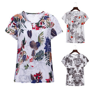 中老年纯棉睡衣女夏季单件家居服大码人造棉短袖T恤妈妈棉绸上衣