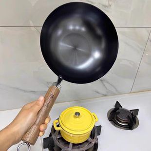 三夏中华铁锅窒化极铁炒锅 无涂层平底单柄炒菜锅电磁炉燃气通用