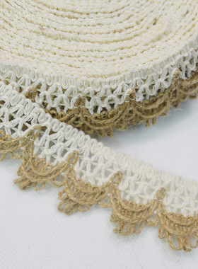 新款3.5cm黄麻绳白色棉边花边10#幼儿园手工diy装饰包边材料包邮