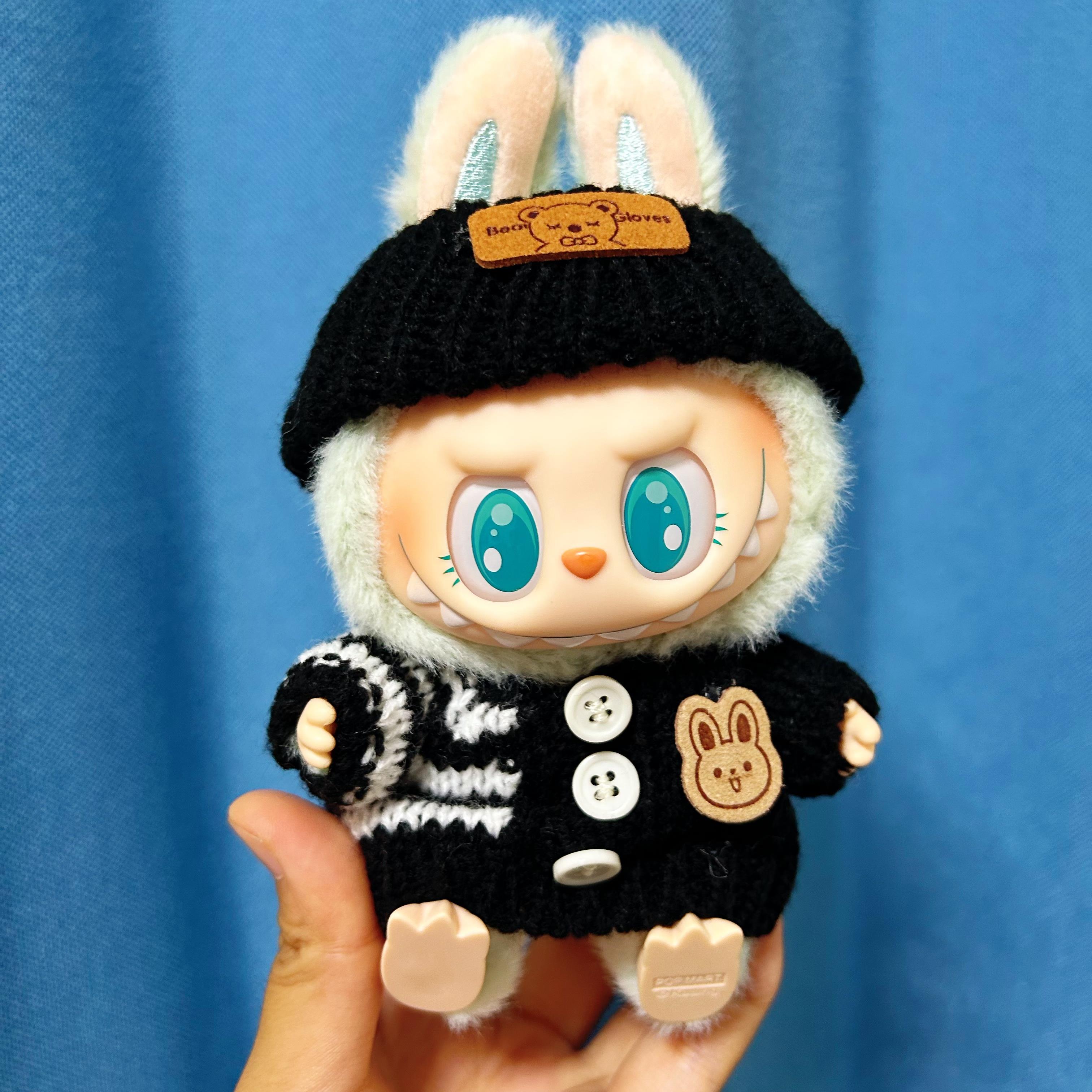 拉布布衣服labubu娃衣17cm毛绒搪胶可穿一代二代着替毛衣坐坐套装