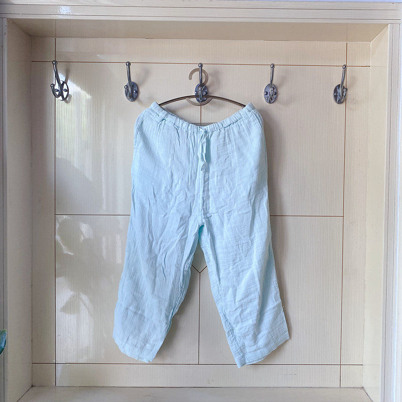 日单内家纯棉三层纱棉花柔软亲肤男士女士家居裤短裤七分裤