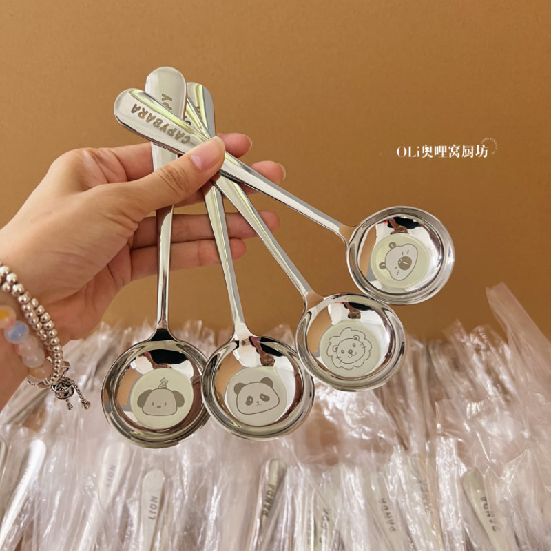 卡皮巴拉316不锈钢圆头大汤勺勺子儿童家用饭勺调羹平底加深汤匙,餐饮具,西餐勺,淘宝优惠券,粉丝福利购,淘宝优惠卷