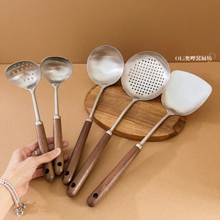 加长锅铲316L不锈钢加厚炒菜铲子漏勺汤勺家用厨具炒勺套装铁铲