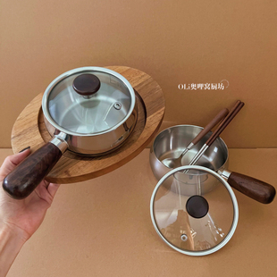 316L无涂层不锈钢宝宝辅食锅小奶锅家用可爱一人食早餐热奶锅小锅