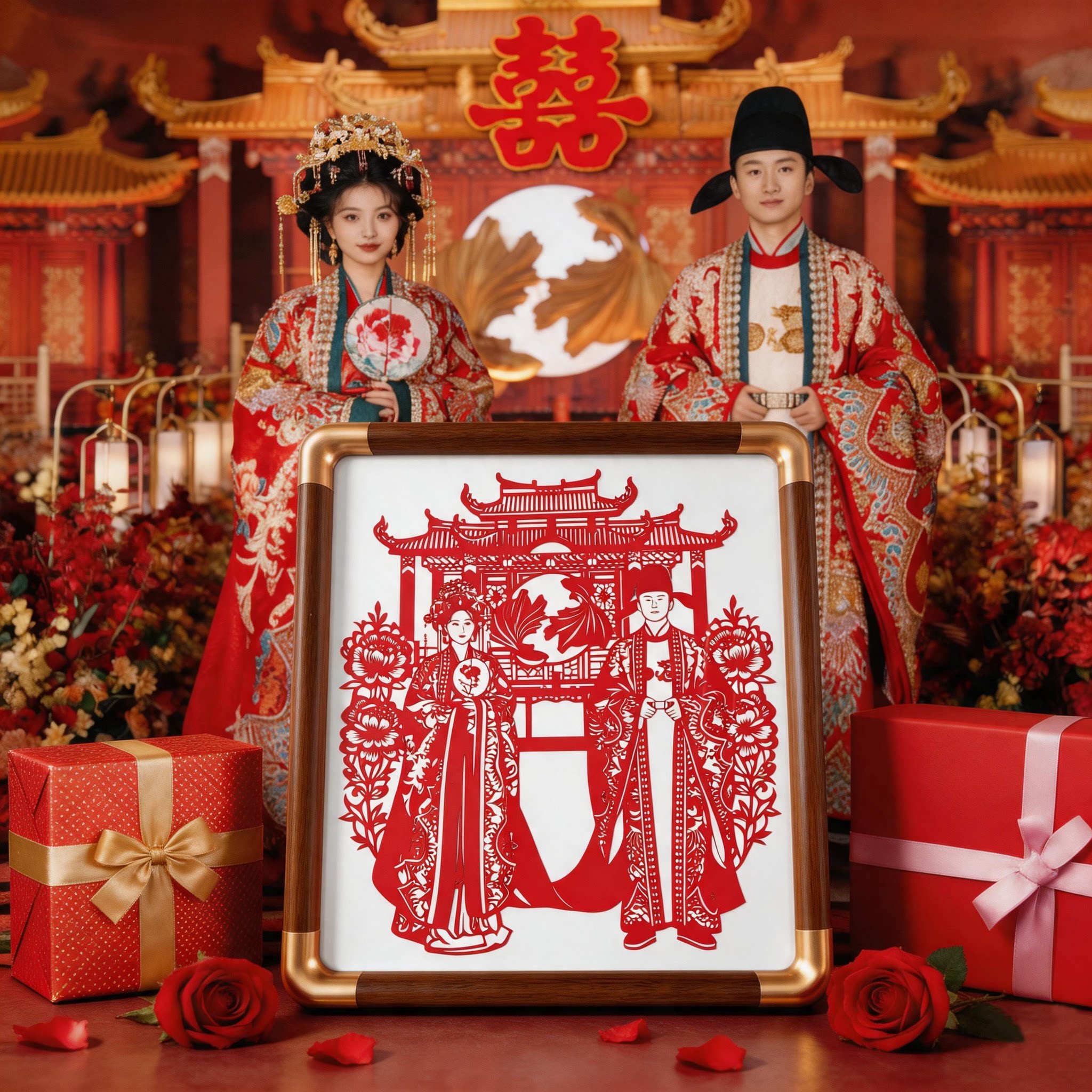 手工剪纸画结婚高端定制/风景/动漫/宠物生日节日纪念日礼物摆件图片