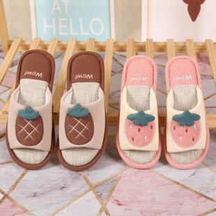 吸汗静音亚麻拖鞋 快鹿春夏季 棉麻布情侣厚底防滑家居室内居家鞋
